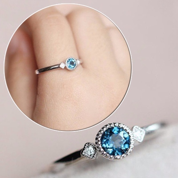 Jewelry - Round-Cut Light Blue CZ Crystal Ring